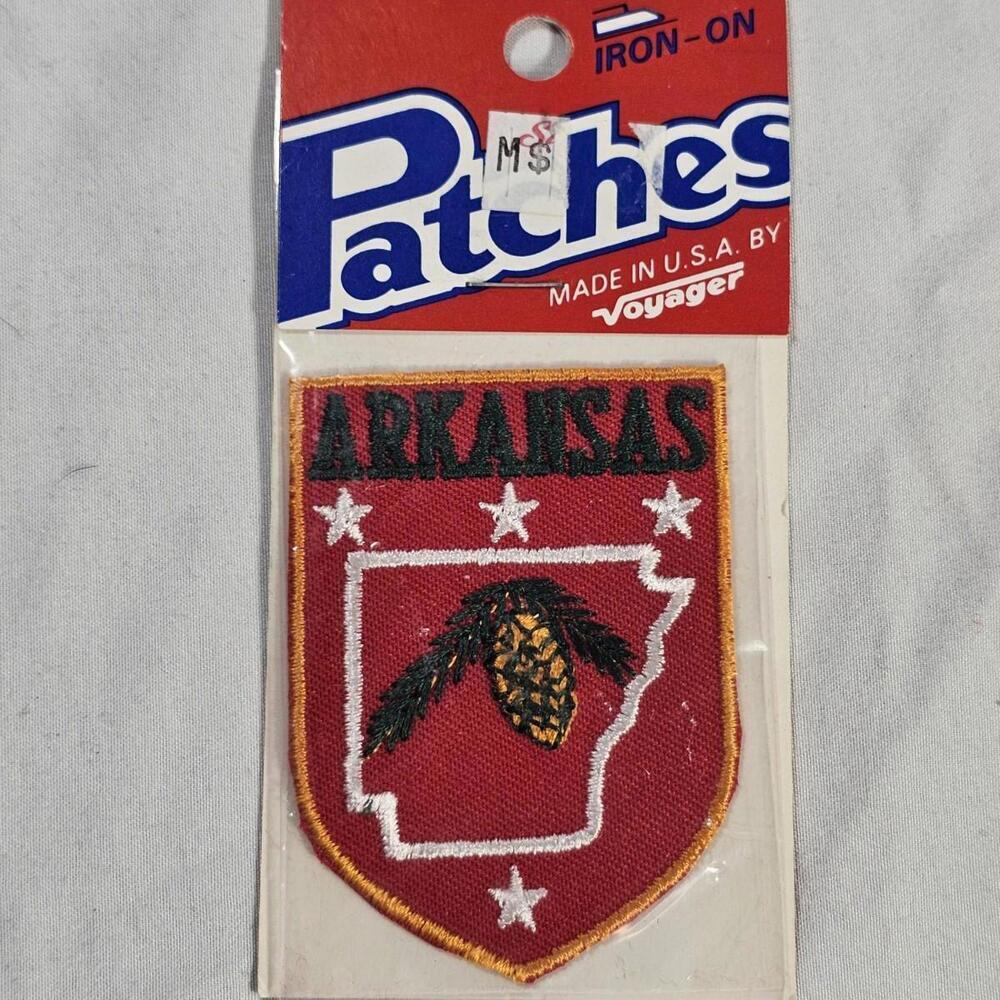 NOS Vintage Voyager Arkansas Iron-On Embroidered Patch. Vtg Travel Patch
